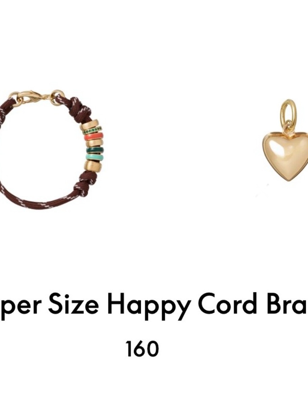 ROXANNE ASSOULIN The Super Size Happy Cord Bracelet brown cord & gold charm